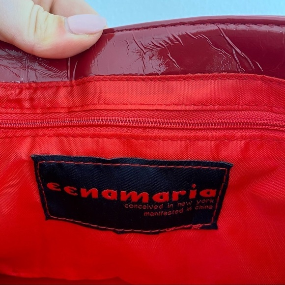 Eenamaria Y2K Orange & Pink Patent Leather Shoulder Bag/ Clutch Chain - Picture 6 of 8